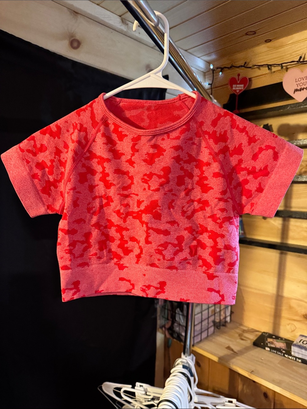 Amazon Red and Pink Camo Crop Top
